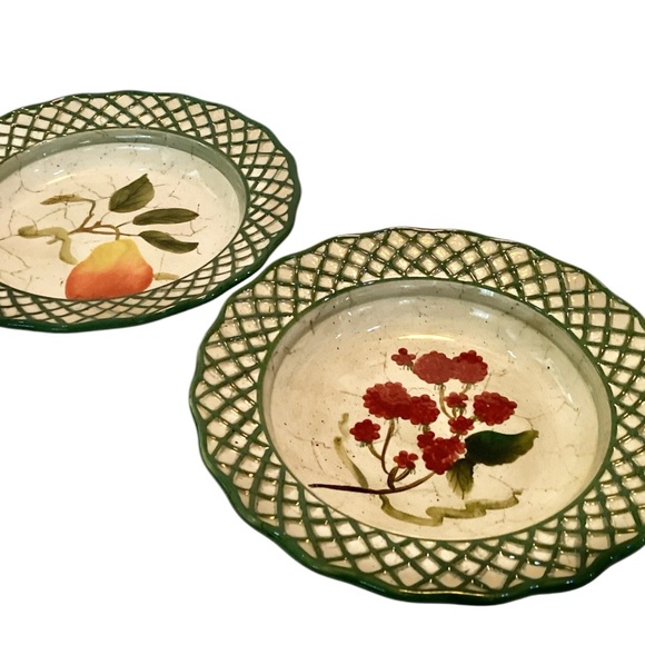Raymond Waites CORNUCOPIA  Fruit Lattice Salad Soup Bowls Set Of 2 - Picture 1 of 6